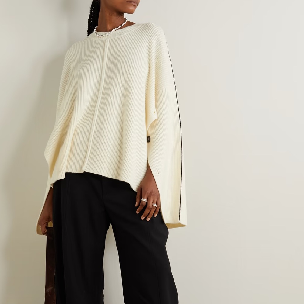 Peter Do cape cashmere sweater M/L generous fit heavier knit luxurious